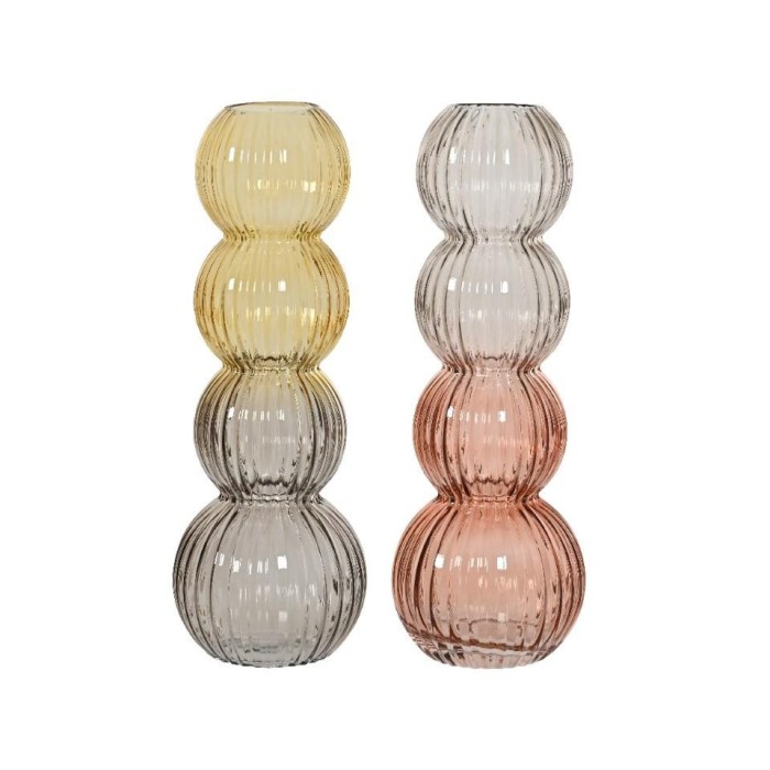 VASO VETRO 4 SFERE 2 COLORI ASSORTITI H.42